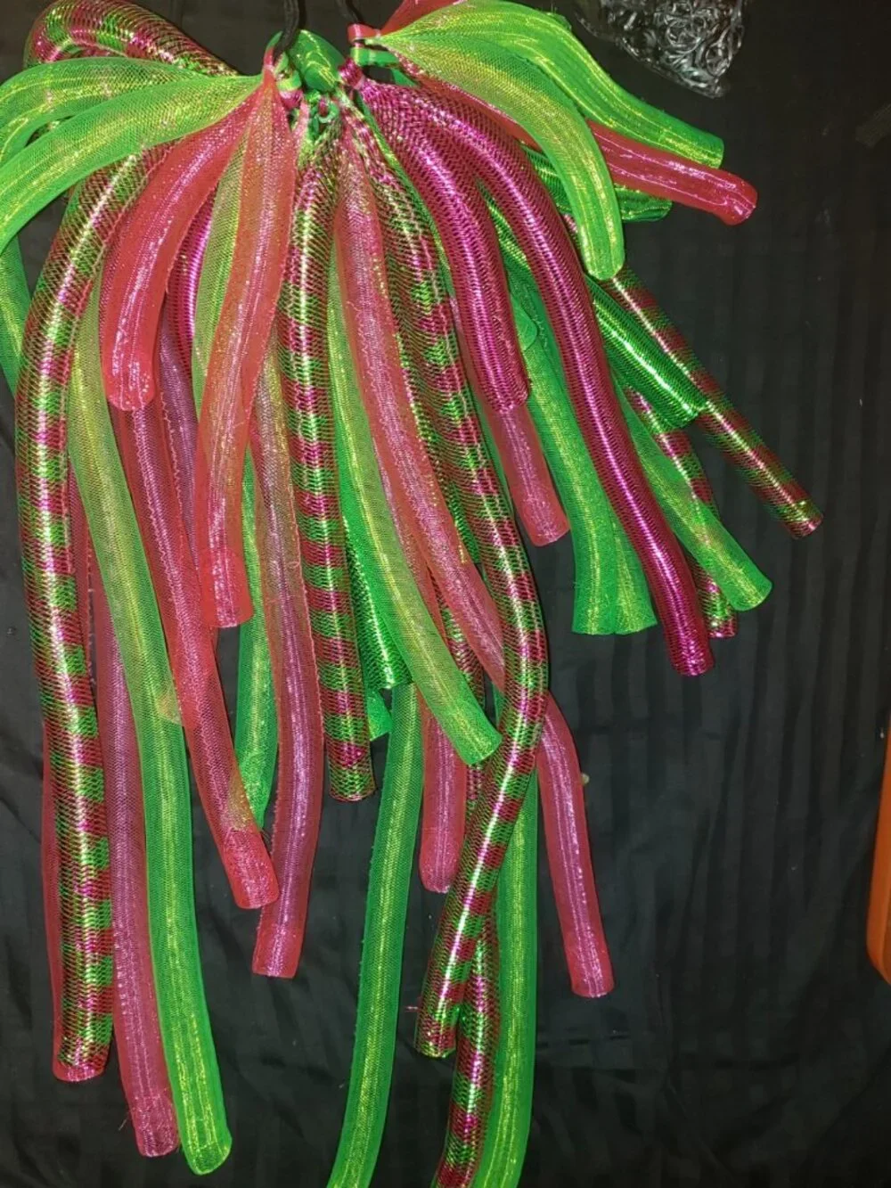 UV green and pink cyberlox cyberlocks hair falls rave punk edm rock